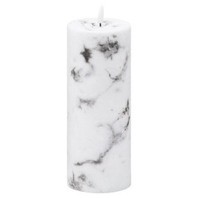 Luxe Collection Natural Glow 3.5x9 Marble Effect LED Candle - Plastic/Wax - L9 x W9 x H23 cm - Black/White