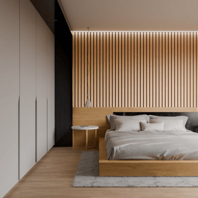 Luxe Grand Acoustic wood slat wall panel in Classic Oak