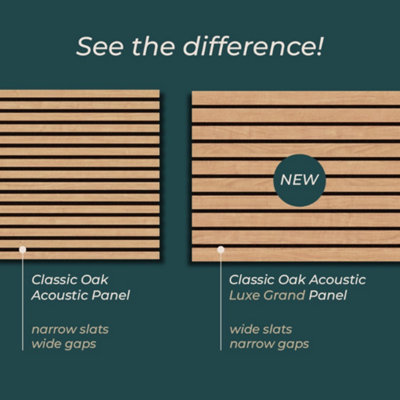Luxe Grand Acoustic wood slat wall panel in Classic Oak
