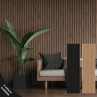 Luxe Grand Acoustic wood slat wall panel in walnut 240cm x 60cm
