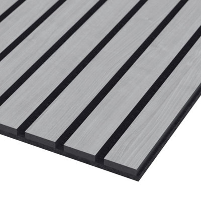 Luxe Grand Wide Decorative wood slat wall panel in Grey Oak 3D slat ...