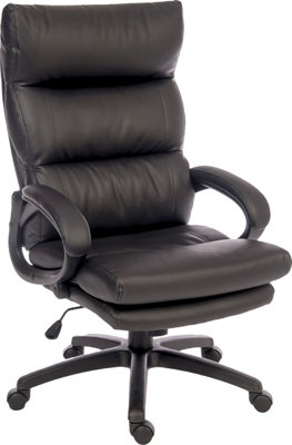 Luxe luxury leather look executive chair with deep fill cushions