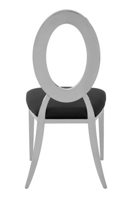 Luxe Round Back Dining Chair, Elegant Silver Armless Accent Chair ...
