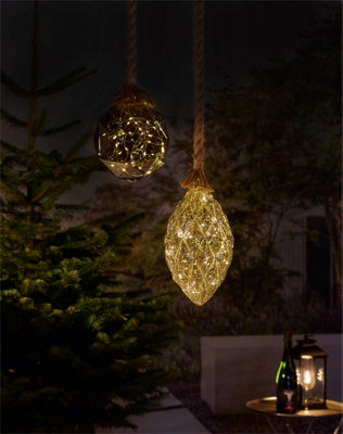 Luxform Lighting Indoor & Outdoor Battery Operated Hemp Rope Light with Pine Cones