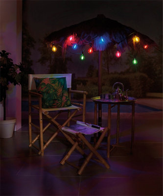 Luxform Lighting Maui 24V 10 Pack Outdoor Garden Festoon Lights with Multi-Coloured Bulbs