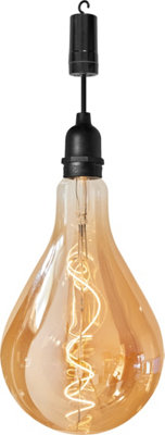 Luxform Lighting Raindrop Battery Operated Glass Filament Bulb with On/Off Switch and 24 Hour Timer