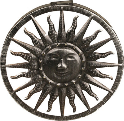 Luxform Solar Led Light Sun Wall Ornament Old Silver