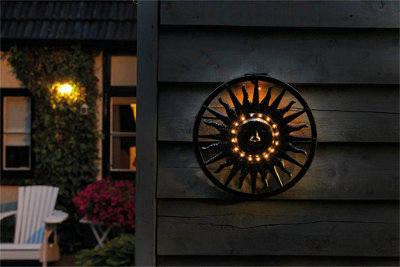 Luxform Solar Led Light Sun Wall Ornament Old Silver