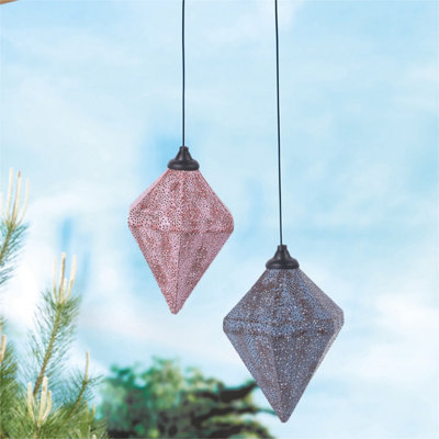 Luxform Solar Metal LED Moroccan Hanging Light Pink