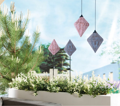Luxform Solar Metal LED Moroccan Hanging Light Pink