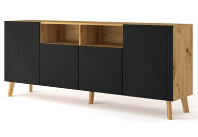 Luxi Sideboard Cabinet in Oak Artisan & Black - 1950mm x 800mm x 420mm - Timeless Elegance Meets Practicality