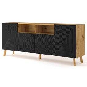 Luxi Sideboard Cabinet in Oak Artisan & Black - 1950mm x 800mm x 420mm - Timeless Elegance Meets Practicality
