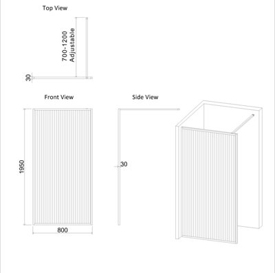 Luxor 2 Sided Walk In Wet Room Fluted Shower Enclosure With 1400 X 800mm Stone Tray - View #10