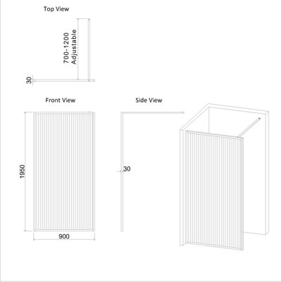 Luxor 900mm Walk In Wet Room Shower Screen For Enclosure With Brushed Brass Frame 8mm Easy Clean Toughened Safety Glass & Top Support Arm - 1950mm Tall