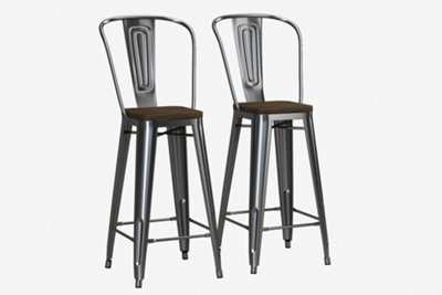 Luxor Barstool in Gun Metal, 2 pieces