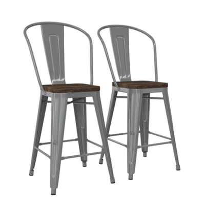 Luxor Counter Stool in Metal Silver, 2 pieces