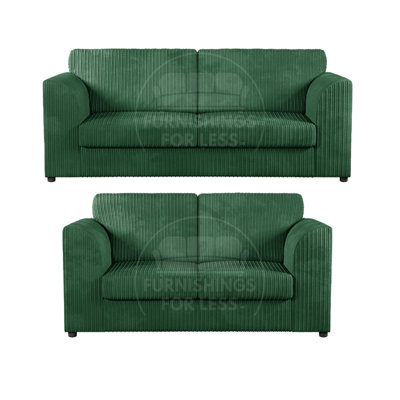 Luxor Jumbo Cord 3 + 2 Fabric Sofa Suite - Fullback Green