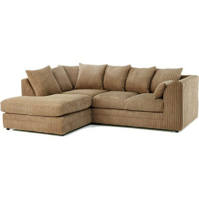 Luxor Jumbo Cord 4 Seater Corner Sofa Coffee Left Hand Facing | DIY At B&Q