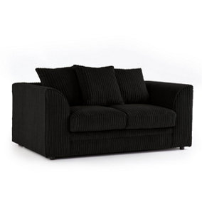 Luxor Jumbo Cord Black Fabric 2 Seater Sofa