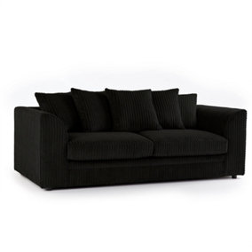 Luxor Jumbo Cord Black Fabric 3 Seater Sofa