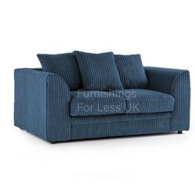 Luxor Jumbo Cord Blue Fabric 2 Seater Sofa