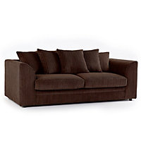 Luxor Jumbo Cord Chocolate Fabric 3 Seater Sofa