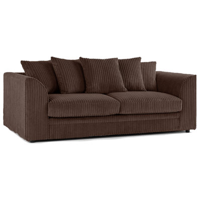 Luxor Jumbo Cord Chocolate Fabric 3 Seater Sofa