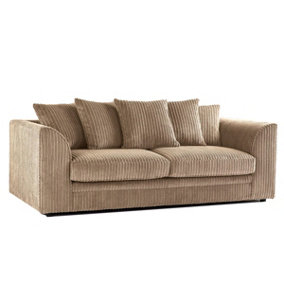 Luxor Jumbo Cord Coffee Fabric 3 Seater Sofa