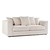 Luxor Jumbo Cord Cream Fabric 3 Seater Sofa