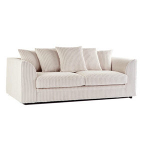 Luxor Jumbo Cord Cream Fabric 3 Seater Sofa