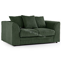 Luxor Jumbo Cord Green Fabric 2 Seater Sofa