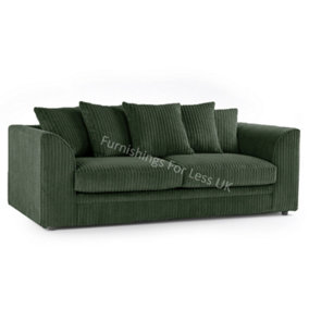 Luxor Jumbo Cord Green Fabric 3 Seater Sofa