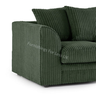 Luxor Jumbo Cord Green Fabric 3 Seater Sofa