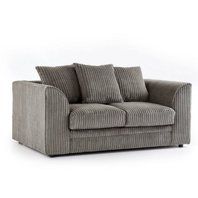 Luxor Jumbo Cord Grey 3 + 2 Fabric Sofa Suite