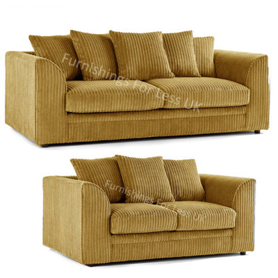 Luxor Jumbo Cord Mustard Fabric 3 + 2 Sofa Suite