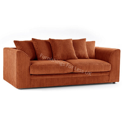 Luxor Jumbo Cord Orange Fabric 3 + 2 Sofa Suite