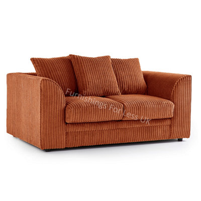 Luxor Jumbo Cord Orange Fabric 3 + 2 Sofa Suite