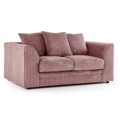 Luxor Jumbo Cord Pink Fabric 2 Seater Sofa DIY at B&Q