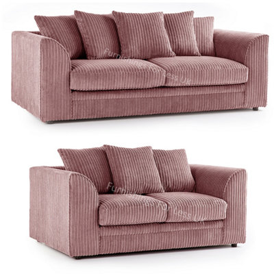 Luxor Jumbo Cord Pink Fabric 3 + 2 Sofa Suite