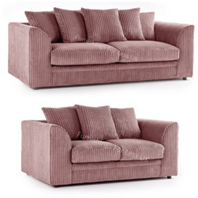Luxor Jumbo Cord Pink Fabric 3 + 2 Sofa Suite