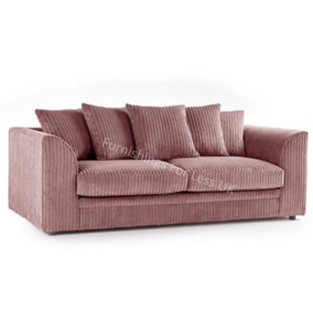 Luxor Jumbo Cord Pink Fabric 3 Seater Sofa
