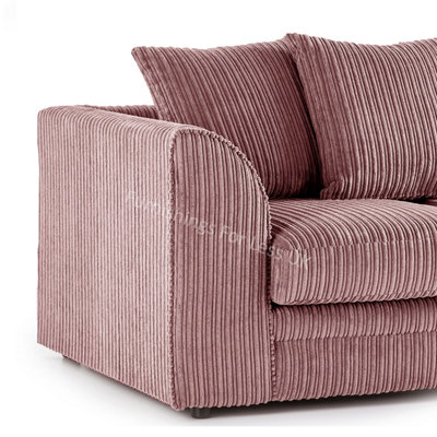 Luxor Jumbo Cord Pink Fabric 3 Seater Sofa