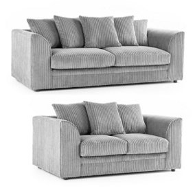 Luxor Jumbo Cord Silver 3 + 2 Fabric Sofa Suite