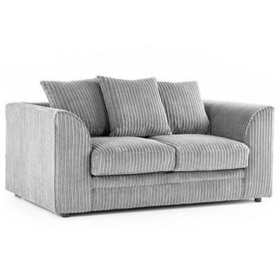 Luxor Jumbo Cord Silver 3 + 2 Fabric Sofa Suite
