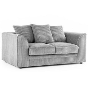 Luxor Jumbo Cord Silver Fabric 2 Seater Sofa