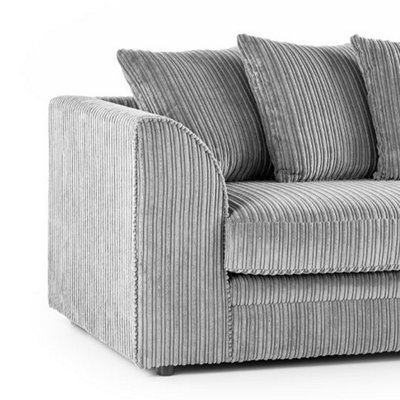 Luxor Jumbo Cord Silver Fabric 3 Seater Sofa