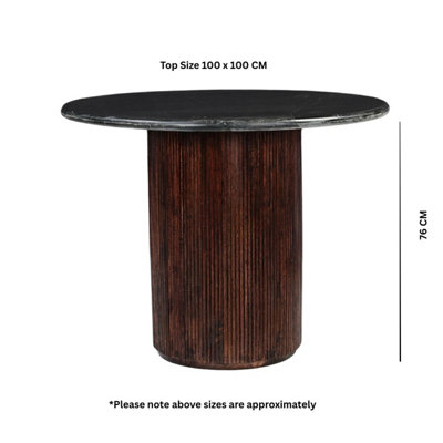 Luxor Round Black Marble Top Pedestal Dining Table 100cm 4 seater