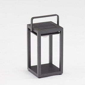 Luxor Small Table Outdoor and Indoor Solar Lantern In Charcoal