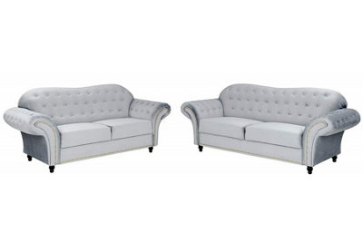 Luxor Sofa Suite 3+2 Seater (Silver)