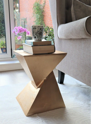 Luxore Pyramid Aluminum Side Table/Accent Table,Gold